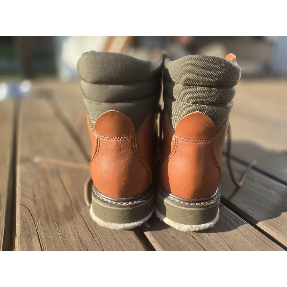 Simms Fly Fishing Wading Boots Felt Sole Brown Leather Men's Size 9 USA Trout